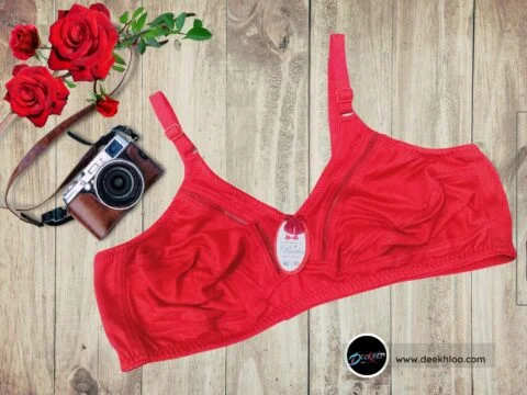 Premium Quality Soft Cotton Jersey Bra - Red